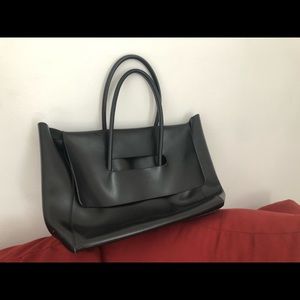 Women black leather handbag, new